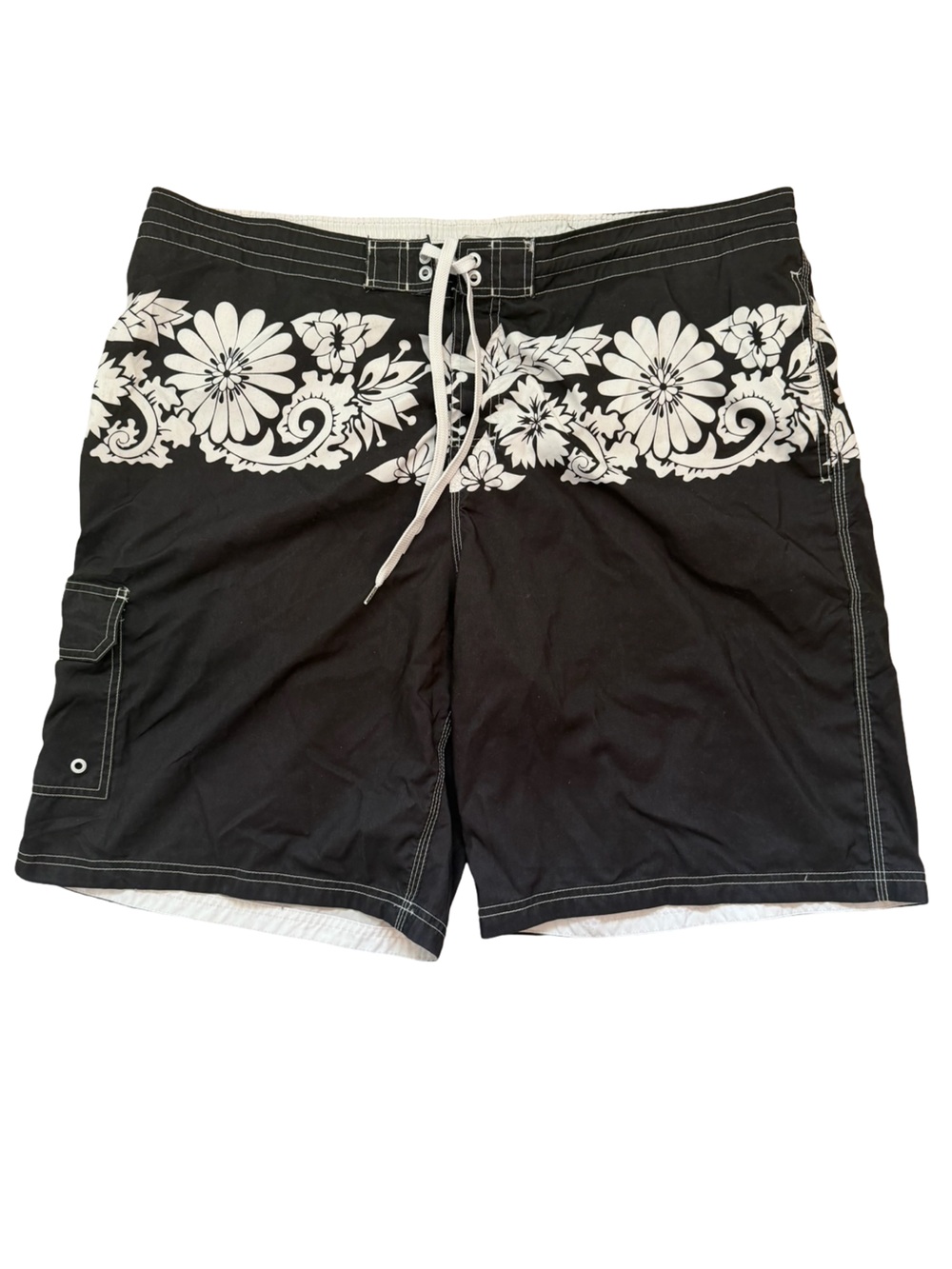 Speedo Floral Swim Trunks Black White XXL